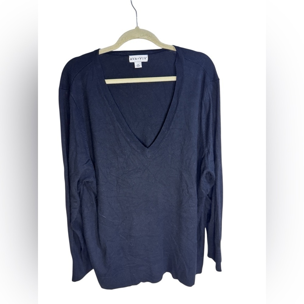 Ava & Viv Plus Black V-Neck Sweater 4X Long Sleeve Basic